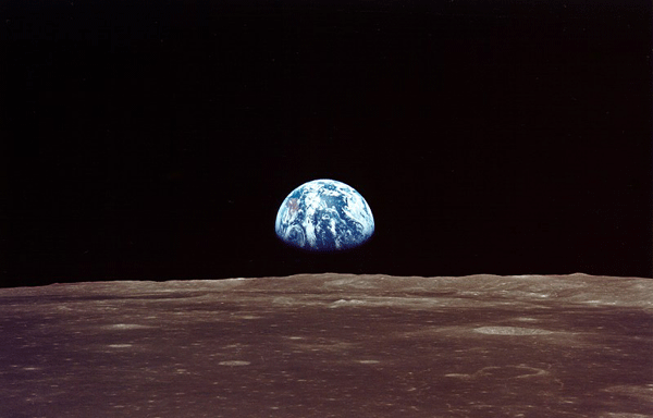 Earthrise seen from the Apollo 11 lunar orbiter before it touched down on the Moon. Credit: NASA