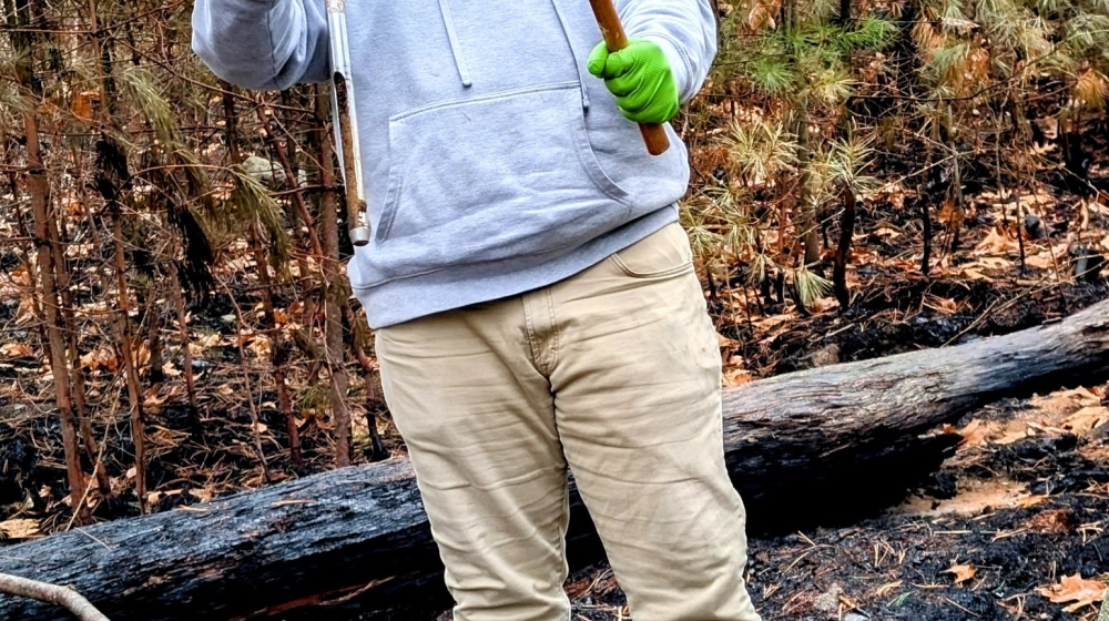 SES student Cameron Johnson Samples in Lynn Woods. Credit: Joe Vallino