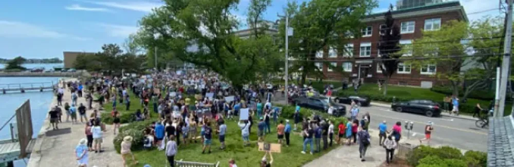 Black Lives Matter march in Waterfront Park, Woods Hole. Credit: Roger Hanlon