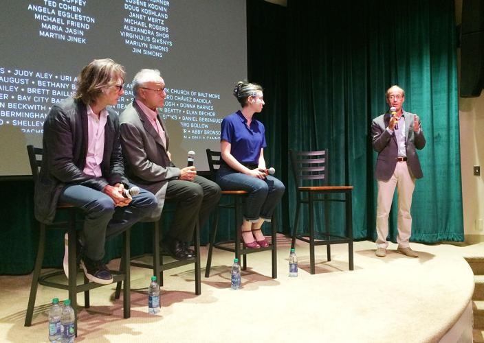 An expert panel takes audience questions after the screening of the documentary film "Human Nature" in MBL's Lillie Auditorium. 